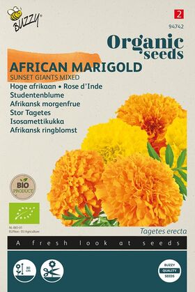 Organic African Marigold Seeds 'Sunset Giants Mix'